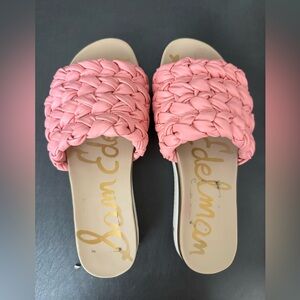 Sam Edelman Coral Pink Braided Slide Sandals